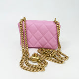 CHANEL SWEETHEART CRUSH MICRO FLAP IN PINK CAVIAR LEA AND BRUSHED GOLD HW