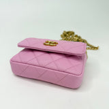CHANEL SWEETHEART CRUSH MICRO FLAP IN PINK CAVIAR LEA AND BRUSHED GOLD HW