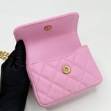 CHANEL SWEETHEART CRUSH MICRO FLAP IN PINK CAVIAR LEA AND BRUSHED GOLD HW