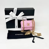 CHANEL SWEETHEART CRUSH MICRO FLAP IN PINK CAVIAR LEA AND BRUSHED GOLD HW