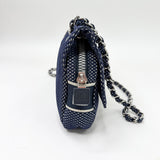 CHANEL SPORT LIGNE FLAP IN NAVY & WHT CANVAS & SILVER HW