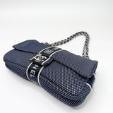 CHANEL SPORT LIGNE FLAP IN NAVY & WHT CANVAS & SILVER HW
