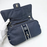 CHANEL SPORT LIGNE FLAP IN NAVY & WHT CANVAS & SILVER HW