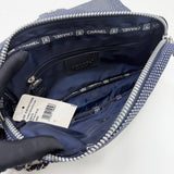 CHANEL SPORT LIGNE FLAP IN NAVY & WHT CANVAS & SILVER HW