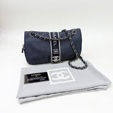 CHANEL SPORT LIGNE FLAP IN NAVY & WHT CANVAS & SILVER HW