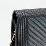 CHANEL BOY WOC IN BLK CHEVRON LAMBSKIN LEA &amp; SILVER HW