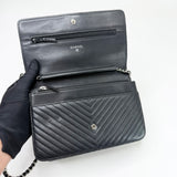 CHANEL BOY WOC IN BLK CHEVRON LAMBSKIN LEA &amp; SILVER HW