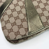 GUCCI x TOM FORD BAMBOO CHAIN METALLIC GRN LEA & GG CANVAS SHOULDER BAG