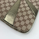 GUCCI x TOM FORD BAMBOO CHAIN METALLIC GRN LEA & GG CANVAS SHOULDER BAG