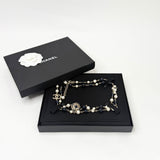 CHANEL FAUX PEARL & BLUE CRYSTAL PENDANT NECKLACE