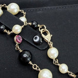 CHANEL FAUX PEARL &amp; MULTI COL CRYSTAL PENDANT NECKLACE