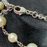 CHANEL FAUX PEARL & CRYSTAL NECKLACE IN SILVER TONE