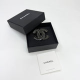 CHANEL BLK &amp; NAVY CRYSTAL RUTHENIUM BROOCH