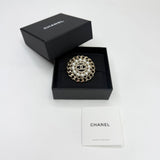 CHANEL FAUX PEARL CRYSTAL LT GOLD STRASS BROOCH