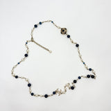 CHANEL FAUX PEARL & BLUE CRYSTAL PENDANT NECKLACE