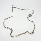 CHANEL FAUX PEARL & CRYSTAL NECKLACE IN SILVER TONE