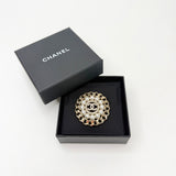 CHANEL FAUX PEARL CRYSTAL LT GOLD STRASS BROOCH