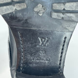 LOUIS VUITTON REBELLION EMBOSSED MONOGRAM BLK LEATHER BOOTS 38