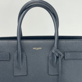 SAINT LAURENT NAVY PEBBLED LEATHER SAC DE JOUR 2 WAY TOTE BAG