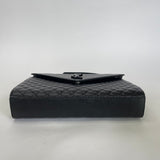 SAINT LAURENT LARGE ENVELOPE IN BLK QUILTED GRAIN DE POUDRE EMBOSSED LEATHER W BHW