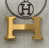 HERMES H GOLD BELT BUCKLE + NOIR/ GOLD REVERSIBLE BELT 85