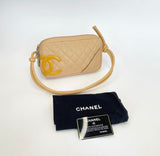 CHANEL CAMBON SMALL SHOULDER BAG IN BEIGE QUILTED SMOOTH LEATHER