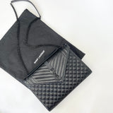 SAINT LAURENT LARGE ENVELOPE IN BLK QUILTED GRAIN DE POUDRE EMBOSSED LEATHER W BHW