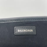 BALENCIAGA CABAS SMALL BLK LEATHER AND CANVAS TOTE & POUCH