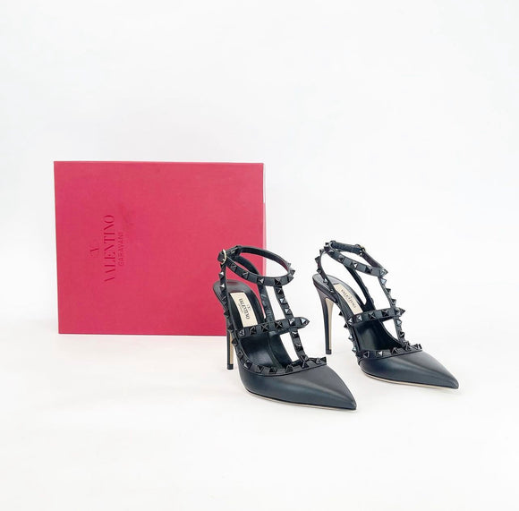 VALENTINO SO BLACK ROCKSTUD PUMPS sz 36