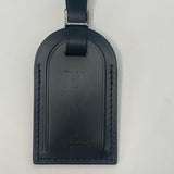 LOUIS VUITTON BLACK LEATHER LUGGAGE TAG BLANK STAMP