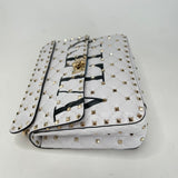 VALENTINO VLTN LOGO WHT LAMBSKIN ROCKSTUD SPIKE BAG