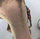RED VALENTINO STRAW WEDGE FLOWER NUDE SANDALS 40.5 - BLuxe Boutique