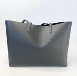 SAINT LAURENT EAST/ WEST TOTE BAG + POUCH IN BLK PEBBLED LEATHER & GHW