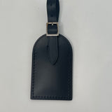 LOUIS VUITTON BLACK LEATHER LUGGAGE TAG BLANK STAMP