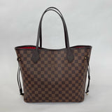 LOUIS VUITTON DAMIER EBENE & CHERRY INTERIOR NEVERFULL MM TOTE BAG WITH WRISTLET POUCH