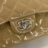 CHANEL CLASSIC JUMBO DOUBLE FLAP BAG IN BEIGE PATENT WITH SHW