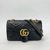 GUCCI GG MARMONT BAG IN BLK LEATHER