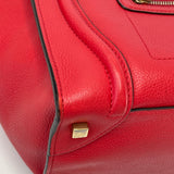 CELINE MINI LUGGAGE TOTE IN RED PEBBLED LEATHER + INSERT ORGANIZER