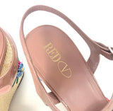 RED VALENTINO STRAW WEDGE FLOWER NUDE SANDALS 40.5 - BLuxe Boutique