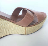 RED VALENTINO STRAW WEDGE FLOWER NUDE SANDALS 40.5 - BLuxe Boutique