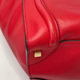 CELINE MINI LUGGAGE TOTE IN RED PEBBLED LEATHER + INSERT ORGANIZER