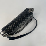 CHANEL MEDIUM BOY BAG IN BLK QUILTED LAMBSKIN LEATHER & RHW + BONUS ORGANIZER
