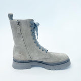 BRUNELLO CUCINELLI GREY SUEDE & FUR LINED W CASHMERE LACE ANKLE BOOTS