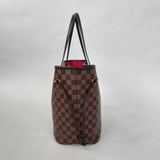 LOUIS VUITTON DAMIER EBENE & CHERRY INTERIOR NEVERFULL MM TOTE BAG WITH WRISTLET POUCH
