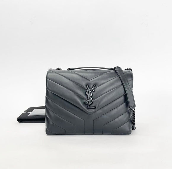 SAINT LAURENT LOULOU SMALL BLK/BLK LEATHER Y QUILTED BAG